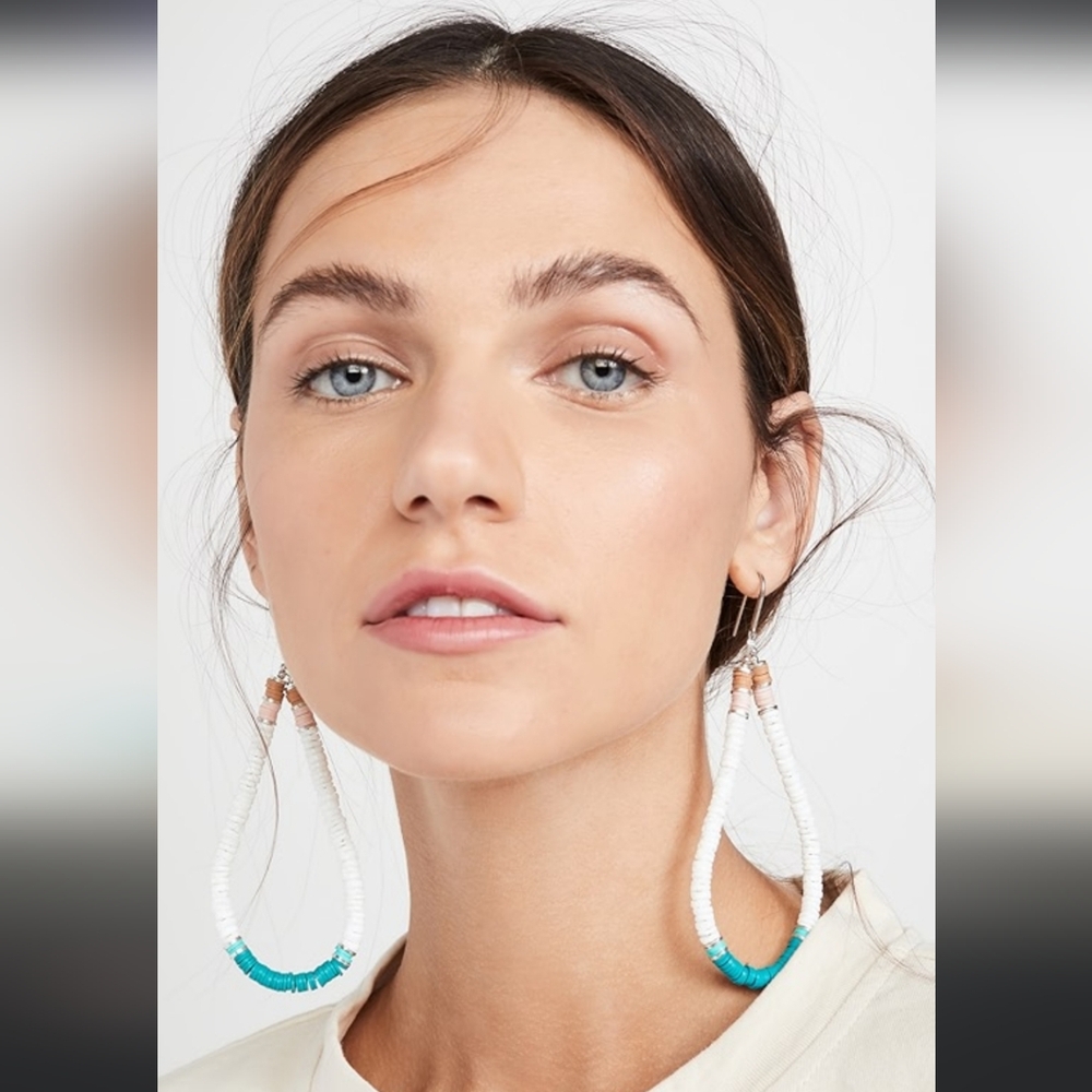 NWOT Isabel Marant White and Teal Beaded Earrings